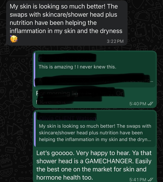 Client testimonial — skin improvements